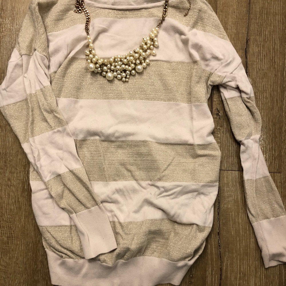 Motherhood Maternity - Gold Stripe Sweater